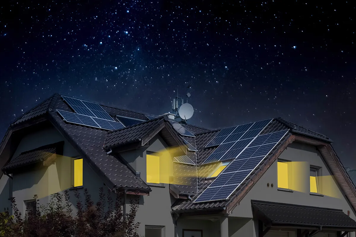 夜は蓄電池で家の電気を賄う