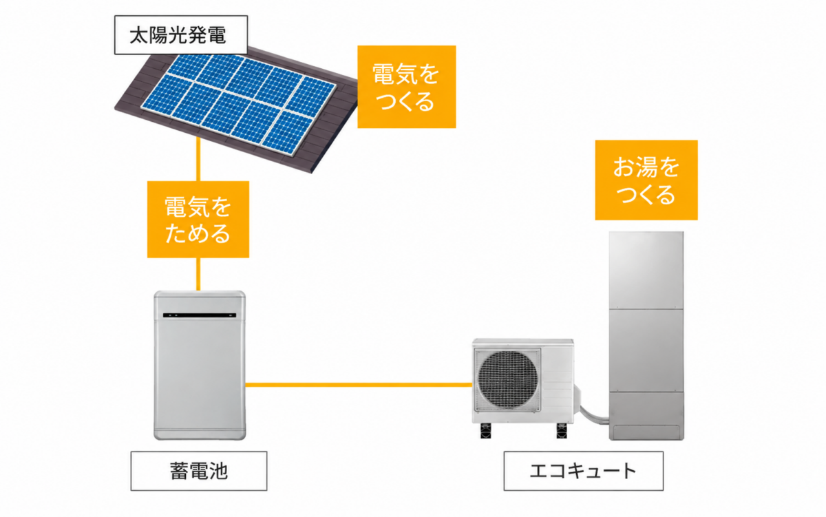 エコキュートと太陽光発電システム